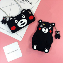 For Apple iPhone SE 5 5S 6 6S 6plus 6Splus Kumamoto bear cute mobile phone case casing diagonal chain lanyard silicone soft ip5