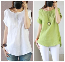 new fashion summer style cotton linen plus size casual blusas femininas 2015 t shirt women t