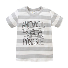 Baby T-shirt Boy Short Sleeve T-shirt Dark White Gray Stripe T-shirt Little Boy Summer T-shirt 1-6 Years Children Top Shirt Kids