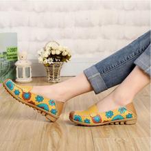 2015 new autumn Breathable Genuine Leather Flat Casual Leather shoes Soft bottom Pregnant woman Peas shoes
