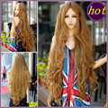 yellow wig lolita 100 cm long halloween pastel curly wigs synthetic hair heat resistant wig cosplay