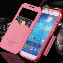 Newest Roar Window View PU Leather Case For Samsung Galaxy S4 S IV I9500 Dirt resistant