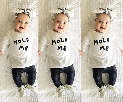 Newborn Baby Boys Girls Toddler Kids T-shirt Tops+Pants Outfit 2pcs Clothes Set