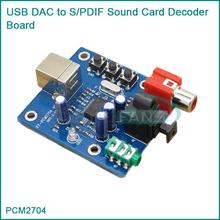 PCM2704 USB DAC to S/PDIF Sound Card Decoder Board 3.5mm Analog Output F/PC