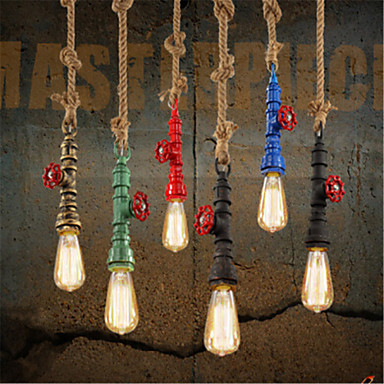 Фотография Water Pipe Lamp Style Loft Industrial Pendant Lights Fixtures For Dinning Room Vintage Light Lamparas Handlamp