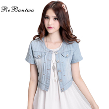 Women Jean Chaquetas Mujer Jaquetas Short Sleeve Coat Casaco Feminino Veste Femme Jeans Jacket Short Denim Jacket Plus Size