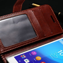 Luxury PU Leather Wallet Case For Sony Z4 Flip With Card Slot And Stand Design Phone