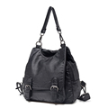 2016 Trendy Fashion Three purpose Bag Women Fashion Solid Color Backpack Belt Buckle Ornament Shoulder Bag
