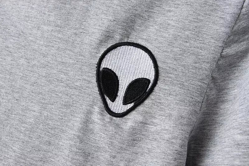 Embroidery Design Aliens T Shirts Women Funny Cheap Short Sleeve Tee Shirt Cotton Comfortable Female Students T-shirts Teenagers