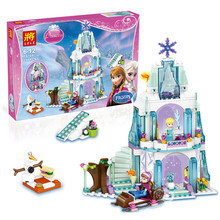 2016 New 299Pcs Elsa’s Sparkling Ice Castle Anna Olaf Princess Model Building Kits Blocks Bricks Girl Toy Compatible With Legoe