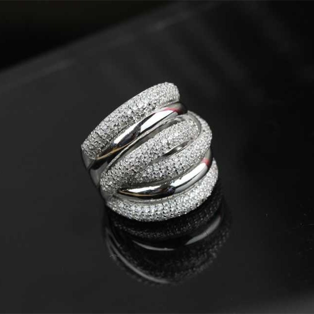 Free Shipment Designer Style Women Fashion Sterling Silver With Platinum/Gold Plated Zircon Ring