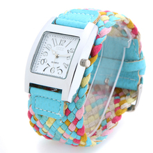 Nueva marca hechos a mano reloj trenzado amistad mujeres pulsera relojes moda para relojes de pulsera de cuarzo