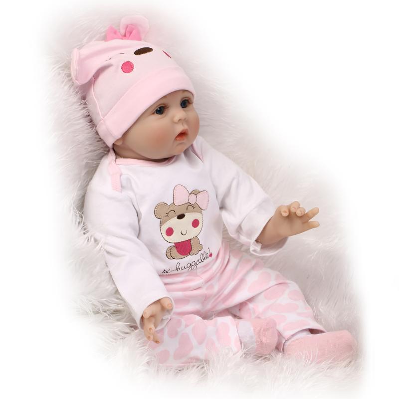 Фотография 55cm Soft Body Silicone Reborn Baby Doll Toy For Girls NewBorn Girl Baby Birthday Gift To Child Bedtime Early Education Toy