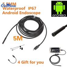 5M length 5.5MM Lens Waterproof Mini USB Endoscope Android 4.0 and above Mirror Hook Magnet As Gift
