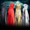 Adult Witch Long Cloak Gown Hooded Cloaks Cape Halloween Costumes for Women Men 150cm Witch Cloak