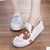 Foot wrapping women’s canvas shoes personalized hand-painted shoes girl bear flat grey low graffiti shoes comfortable cow muscle