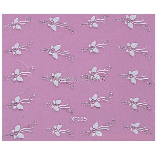 Min order is 10 mix order 3D Nail Art Sticker Decal Beauty Cute White Butterfly Clear