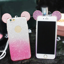 Hot Mickey Ears Glitter Shining TPU Back Cover Case For iphone6S&6 PLUS