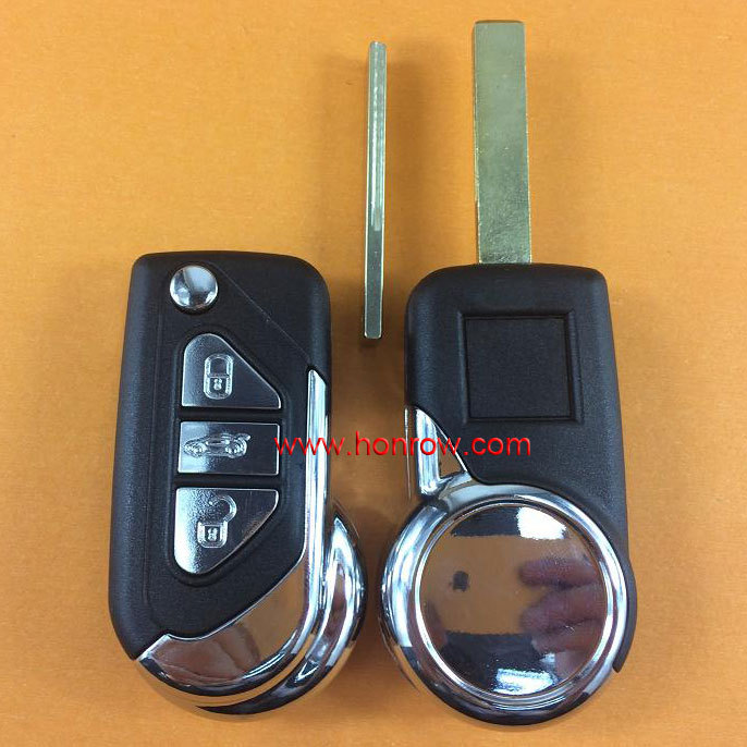 Peugeot 3 button flip remote car key blank with HU83 & 407 Key blade