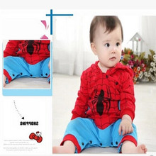 Newborn Toddler Baby boy bodysuits clothes Romper Spiderman Long Sleeve with Smock Infant Cartoon Christmas Costume