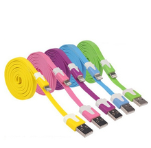 Flat Noodles USB Cable Line 1M Long 3ft 10 Clolors  for iPhone5/5S/6/6 Plus iPod iPad with Sync Data Transfer and Charging