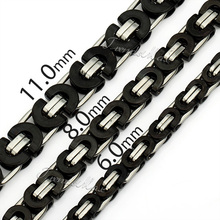 Customized Any Length 6 8 11mm Byzantine Stainless Steel Chain Necklace MENS Chain Boys Necklace Gold