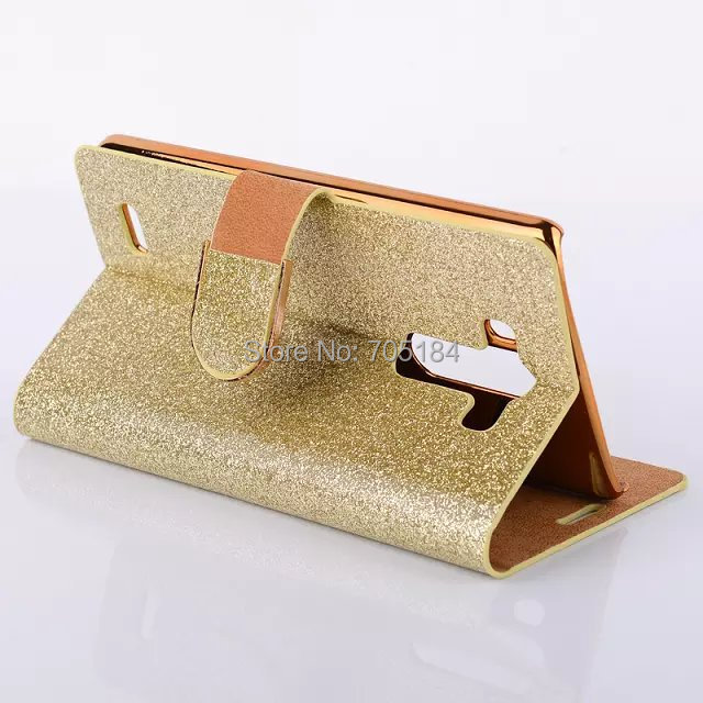Bling Glitter shiny skin luxury Flip wallet PU leather case cover stand ID Credit card slots holder cases for LG G3 D850 20PCS