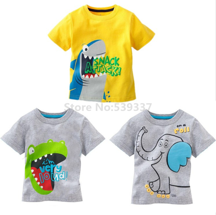 New 2016 Pop Baby Elephants T Shirts Kids Boys Summer Cartoon Pattern Tops T-shirt Children Clothes Animal Printed Cute Boys Tee