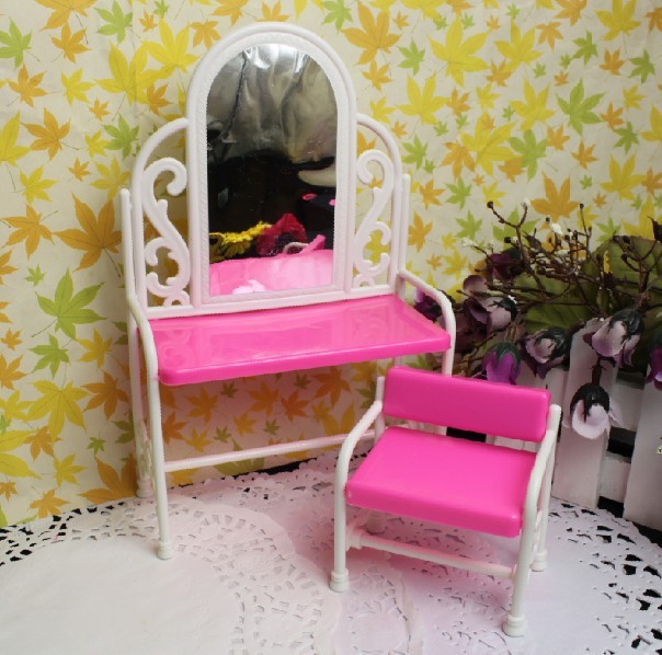 Wholesale Girl Birthday Gift Furniture For 1/6 Female Dolls Kids Play Toy Fancy Classical Dresser Set Dolls Dressing Table+Chair