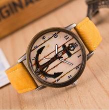Unisex con estilo del cuarzo relojes hombres relojes mujeres reloj de tela de mezclilla mujeres viste el reloj de anclaje de la correa reloj relogio masculino