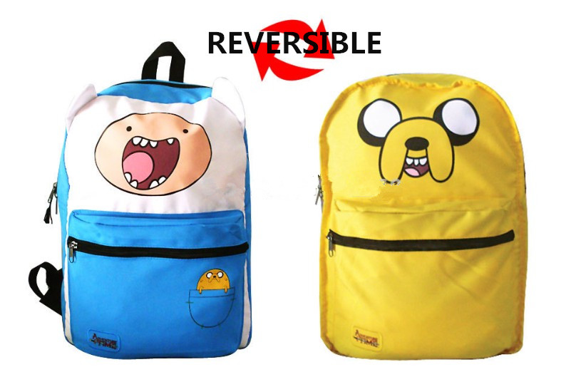 Original Adventure Time Backpack Canvas Bag Finn and Jake Double Sided School Bags for Boys Girls