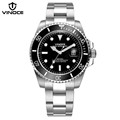 Vinoce dive watch stainless steel sport quartz watch calendar luminous military Brothers Deluxe Business Relogiomasculino