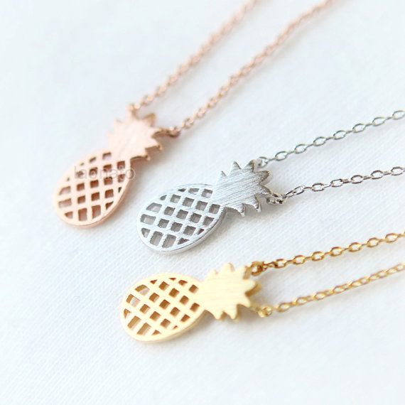 Pineapple Necklace fruit necklace, choose your color, gold, silver,.jpg