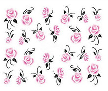 2014 New Water Transfer Nail Art Stickers Decal Beauty Pink Rose Flowers Design French Manicure Decorative