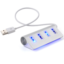 High Speed Mini 4 Port led USB Hub Splitter Aluminium Power-Bus for Apple iMac Macbook Laptop Desktop PC Computer Peripherals