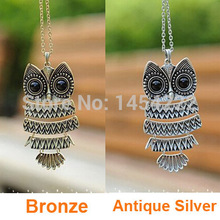 2015 New Fashion Korea Adorn Article Vintage Owl Pendants Necklace Ancient the Owl Sweater Chain Jewelry