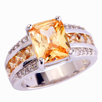 Unisex Rings Anniversary Jewelry Absorbing Champagne Morganite 925 Silver Ring Size 7 8 9 10 Free Shipping For Lady Wholesale