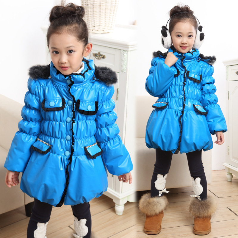 Free shipping New girls winter with thick cotton-padded clothes collars cotton-padded jacket of the girls
