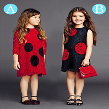 Toddler Party Summer Dot Print Lace Fashion 2016 Crochet Floral Girls Dresses Flower Kids Princess Casual De Festa Vestido qz660