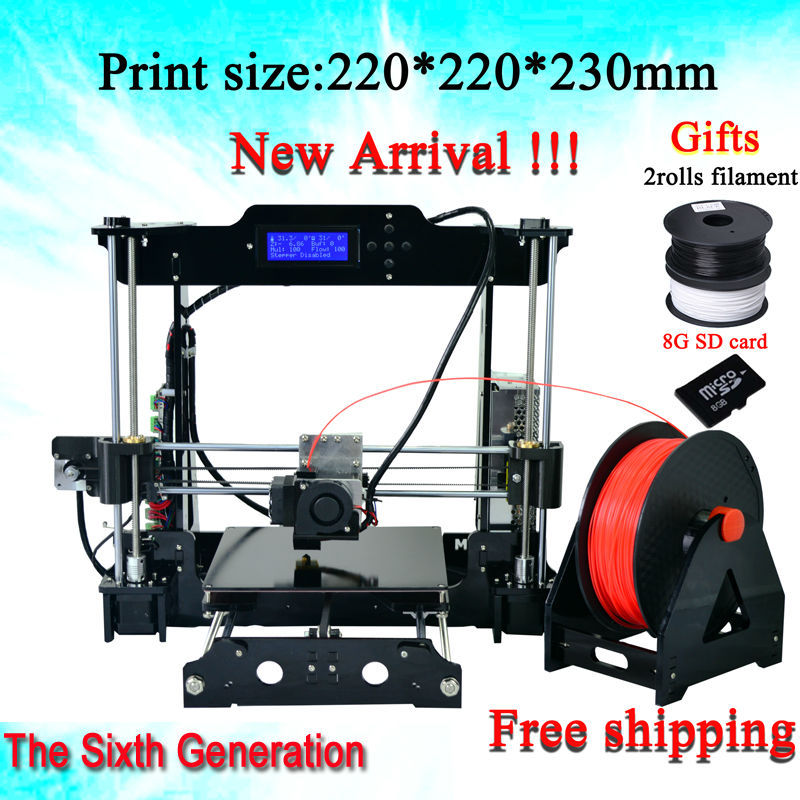 Free shipping High Quality Precision Reprap Prusa i3 DIY 3d Printer kit with 2 Roll Filament