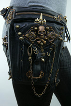 Fashion Gothic Steampunk Skull Retro Rock bag Men Women Waist Bag Shoulder Bag Phone Case Holder Bag 2015
