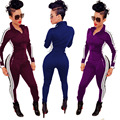 Elegant Outfits Women Bodycon Jumpsuits 2016 Fashion Ladies Long Sleeve Sportswear Playsuits Zipper Bodysuit Overalls macacao
