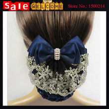 Big Imitation Pearl Cute Satin Bow Barrette Lady Hair Clip Cover Bowknot Bun Snood Women Hair Clips Lace Flower Office Hairpins