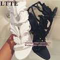 hot sale Gold Nude Pink Leaf Sexy Nude wing Women Sandals High Heels Gladiator Sandals Women