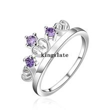 Exquisite Crown Princess temperament 925 Silver Rings New Listing inlaid Beautiful amethyst Fashion Jewelry Free shipping