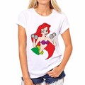 The new Summer trend of ms t shirts Cartoon little mermaid t shirts printed t shirts
