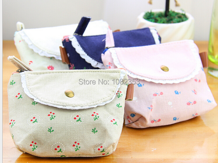 mini Pastoral style women wallets girl change purse lady handbag card bag Cute canvas Coin Purse lady cloth bags