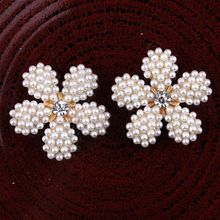 200pcs lot 25MM 2Colors DIY Flower Shaped Pearl Metal Buttons For Craft Mini Bling Rhinestone Buttons