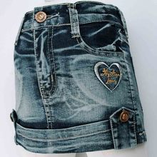 3-7 Years Kids Denim heart shape Rhinestone embroidery Skirts Brass button baby Girls children Jean Skirt New 2016 MH9117