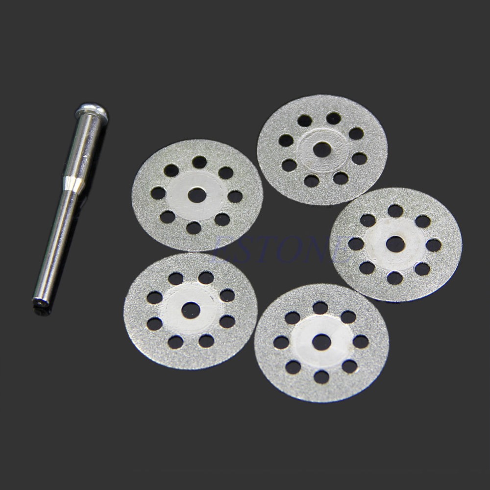Free Shipping Mini Sharp Rotary Diamond Cutting Discs Disks Dremel Tools With A Rod 5PCS 22mm